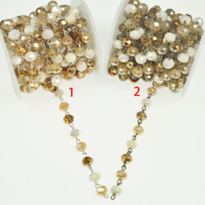 8x6mm Faceted Champagne Crystal Rondelle Rosary Chain (9.8 Foot per Roll)