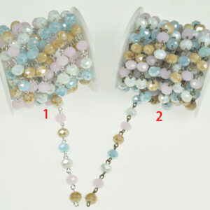 8x6mm Faceted Multicolor Crystal Rondelle Rosary Chain (9.8 Foot per Roll)