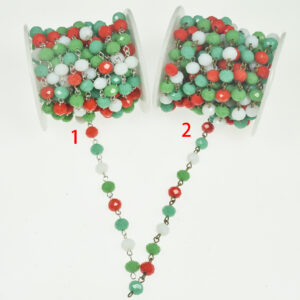 8x6mm Faceted Multicolor Crystal Rondelle Rosary Chain (9.8 Foot per Roll)