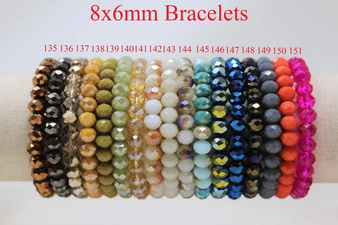 Handmade Stretchy 8x6mm Crystal Bracelets (7.5 inches)