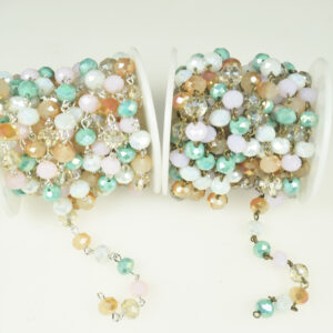 8x6mm Faceted Mix Crystal Rondelle Rosary Chain (9.8 Foot per Roll)