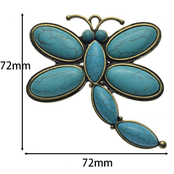 72x72mm Antique Bronze Green Howlite Turquoise Lead Free Pewter Tibetan Boho Outlined Pendant （B71120）