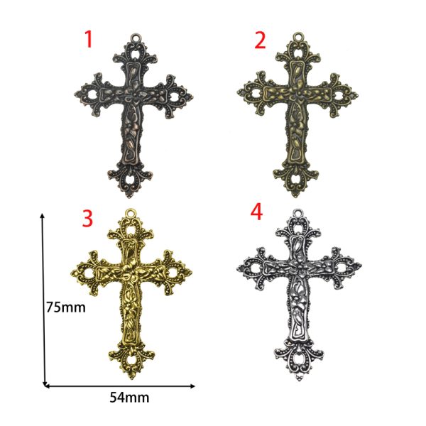75x54mm Lead Free Pewter Crosses Charm A35150