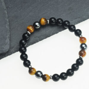 8mm Round Gemstone Stretchy Bracelet, Men and Women Stretchy Bracelet for Gift (7.5 Inches)