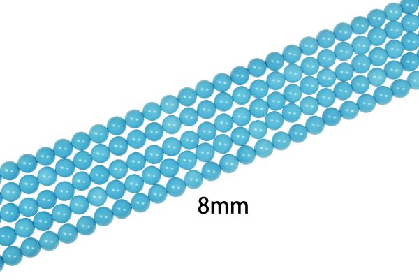 Hight Quality Blue Smooth Round Magnesite Turquoise Bead Strand (15 Inches Long) - Image 3