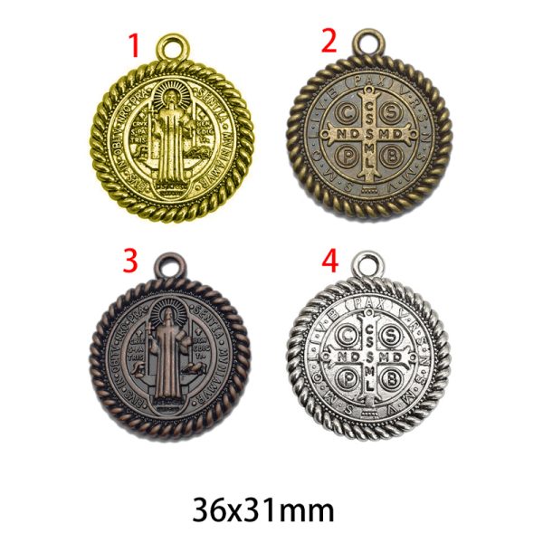 36x31mm Lead Free Pewter Saint Benedict Religious Charm A41250