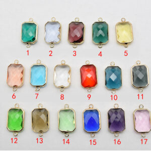 13x18mm Rectangular Crystal Connector Wrapped in Gold Metal