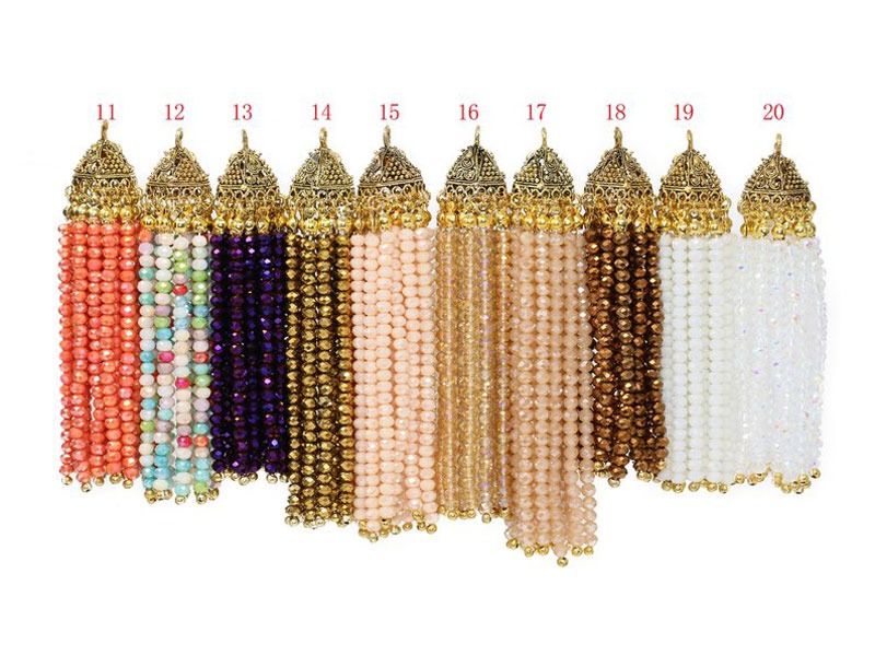 Bead Handmade Crystal Tassels with Lead Free Pewter End Caps (18mm thickness 100mm length) - Image 2