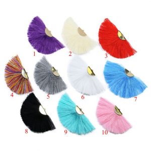 bead Lovely Fan Tassels with Gold Brass Findings Wonderful for Earrings and Pendants (80x50 mm) 2 pieces per order