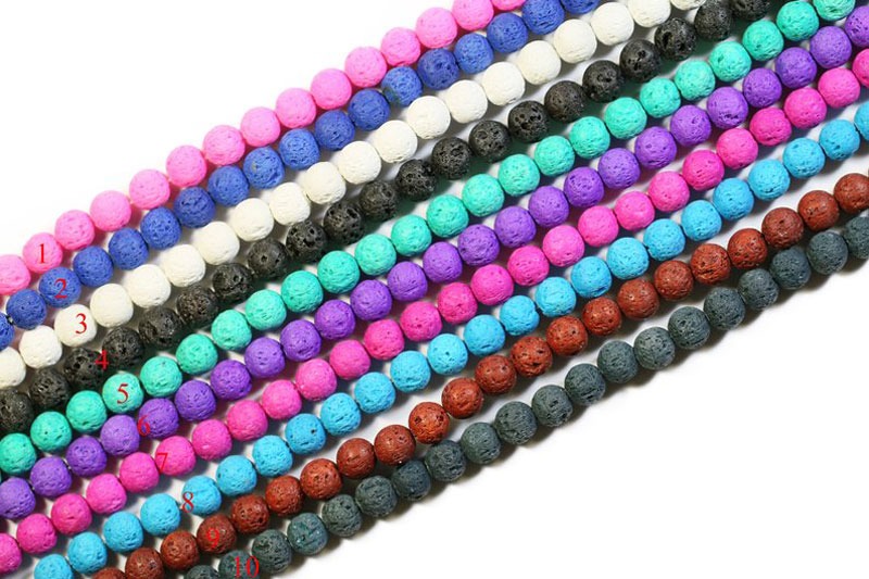 8mm Lava Rock Beads Multicolor Natural Round Loose Color Lava Beads 16" Strands