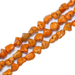 12-14mm Orange Free Form Magnesite Nugget Bead Strand (16 Inches Long)