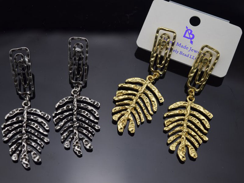 High Quality Handmade Matte Finish Leaf Earring Pair - Image 2