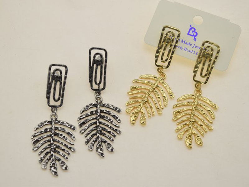 High Quality Handmade Matte Finish Leaf Earring Pair
