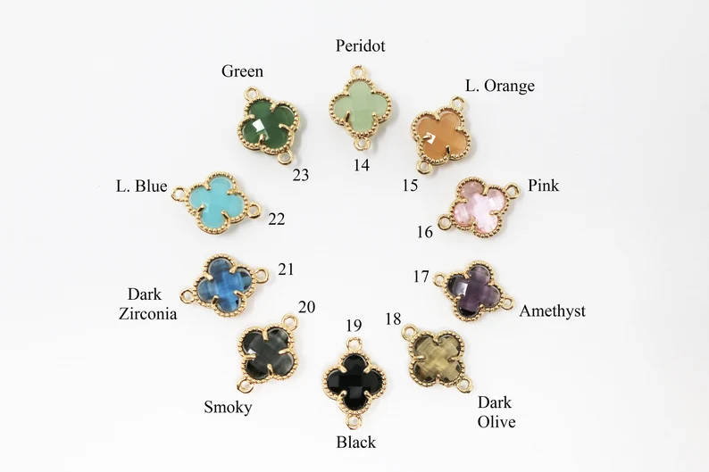 10mm Wrapped in Gold Four Leaf Clover Crystal Connector - Image 2