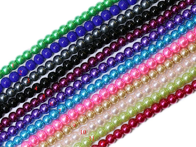 Lovely Bead 6mm Glass Pearl Round Bead Strands 16 Inches Long