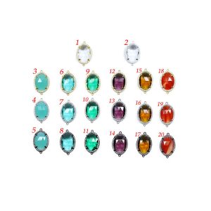 LovelyBead Oval Faceted Crystal with Gold E-Coding Copper and Clear Rhinestones Connector (21 mm )