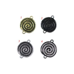 Lovely bead Gun Metal with Clear Rhinestones Swirl Connector (18 mm)