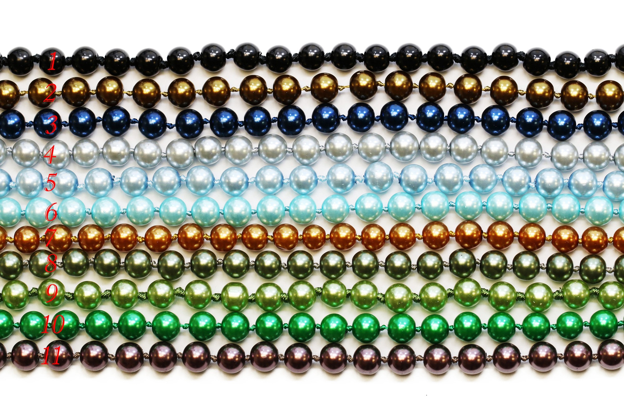 Handmade Glass Pearl Double Knotted Necklaces 52 Inches Long in 8mm