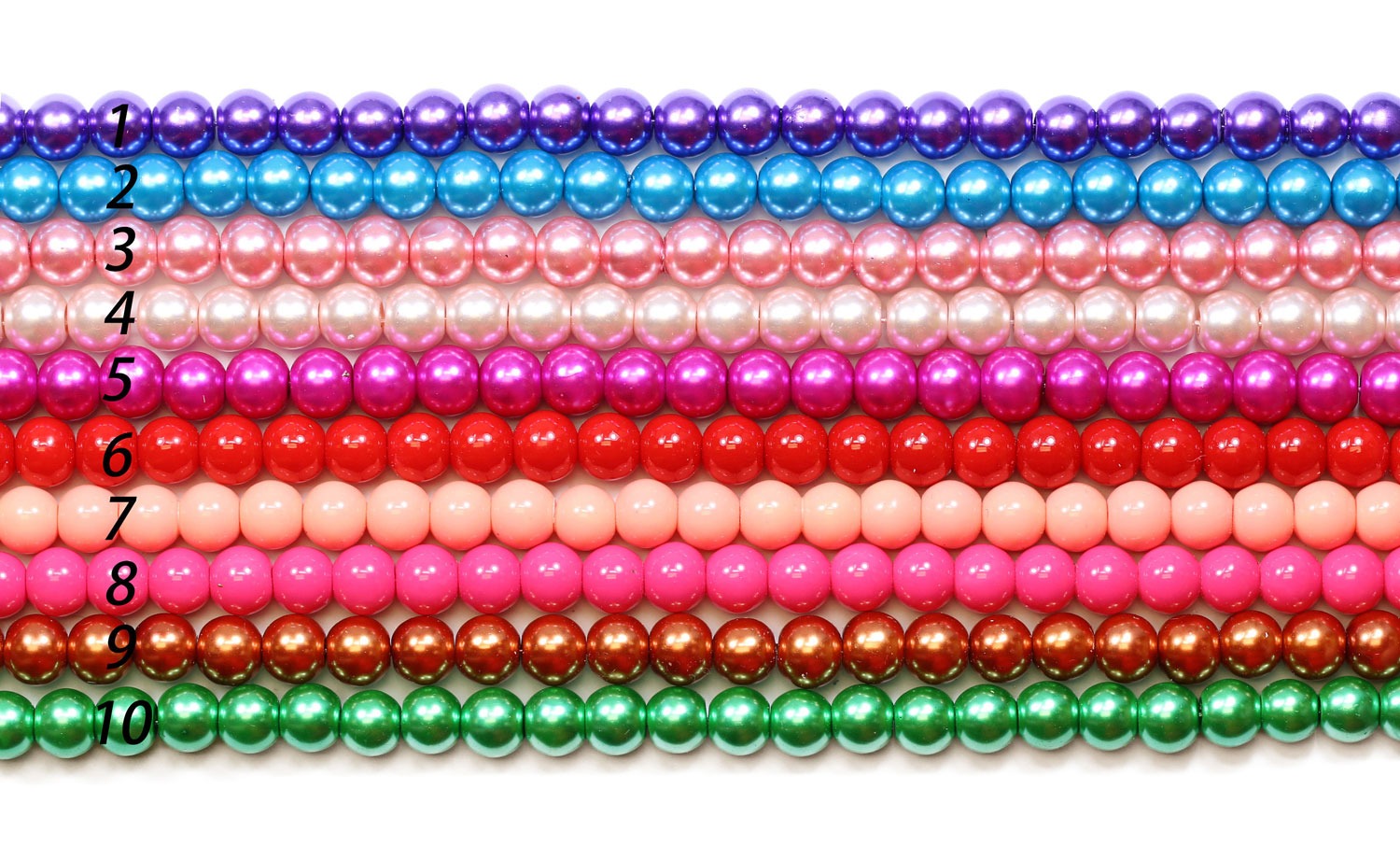 Lovely Bead Round 8mm Glass Pearls 16 Inches Long Strands