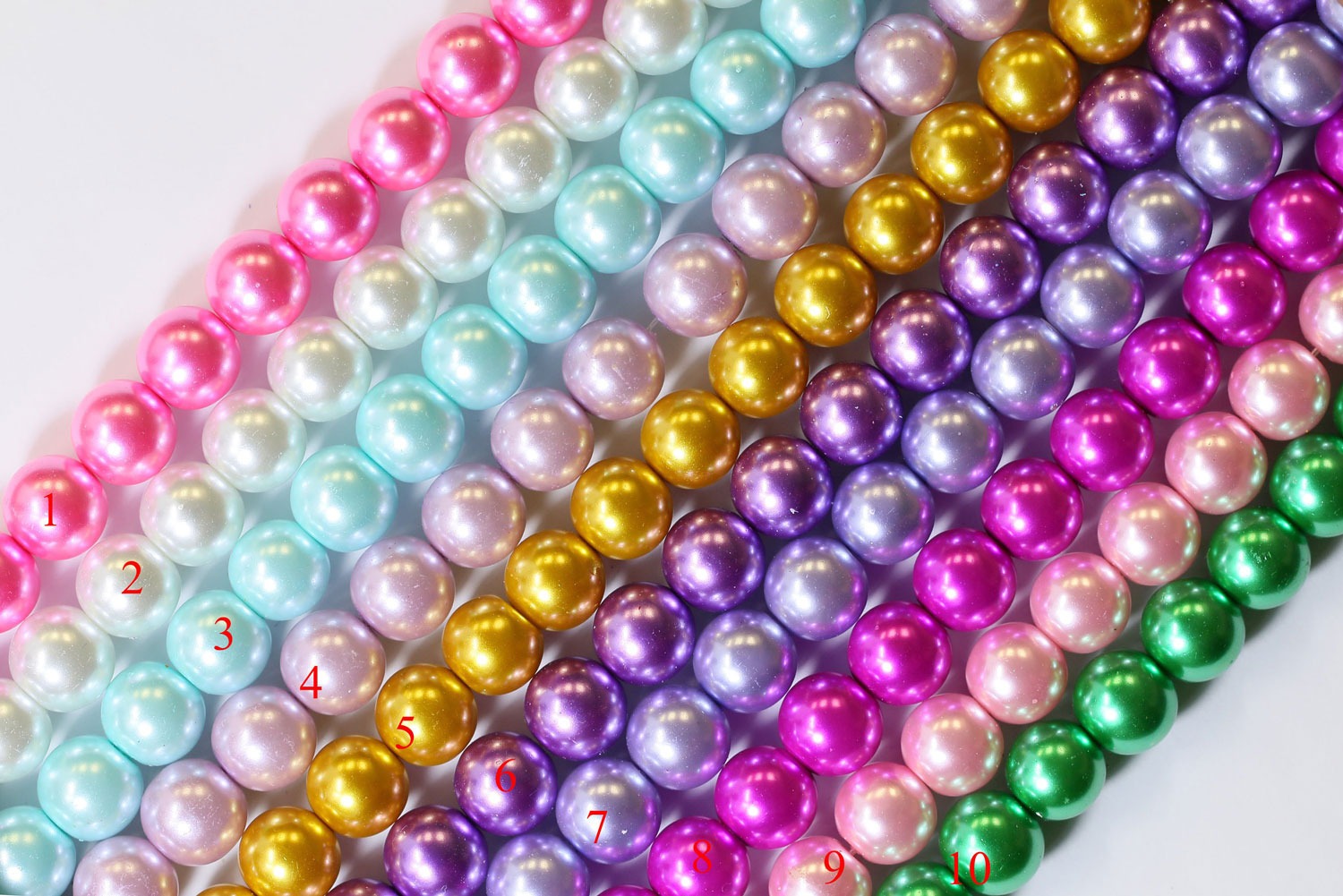 Lovely Bead 12mm Glass Pearl Round Bead Strand 16 Inches Long