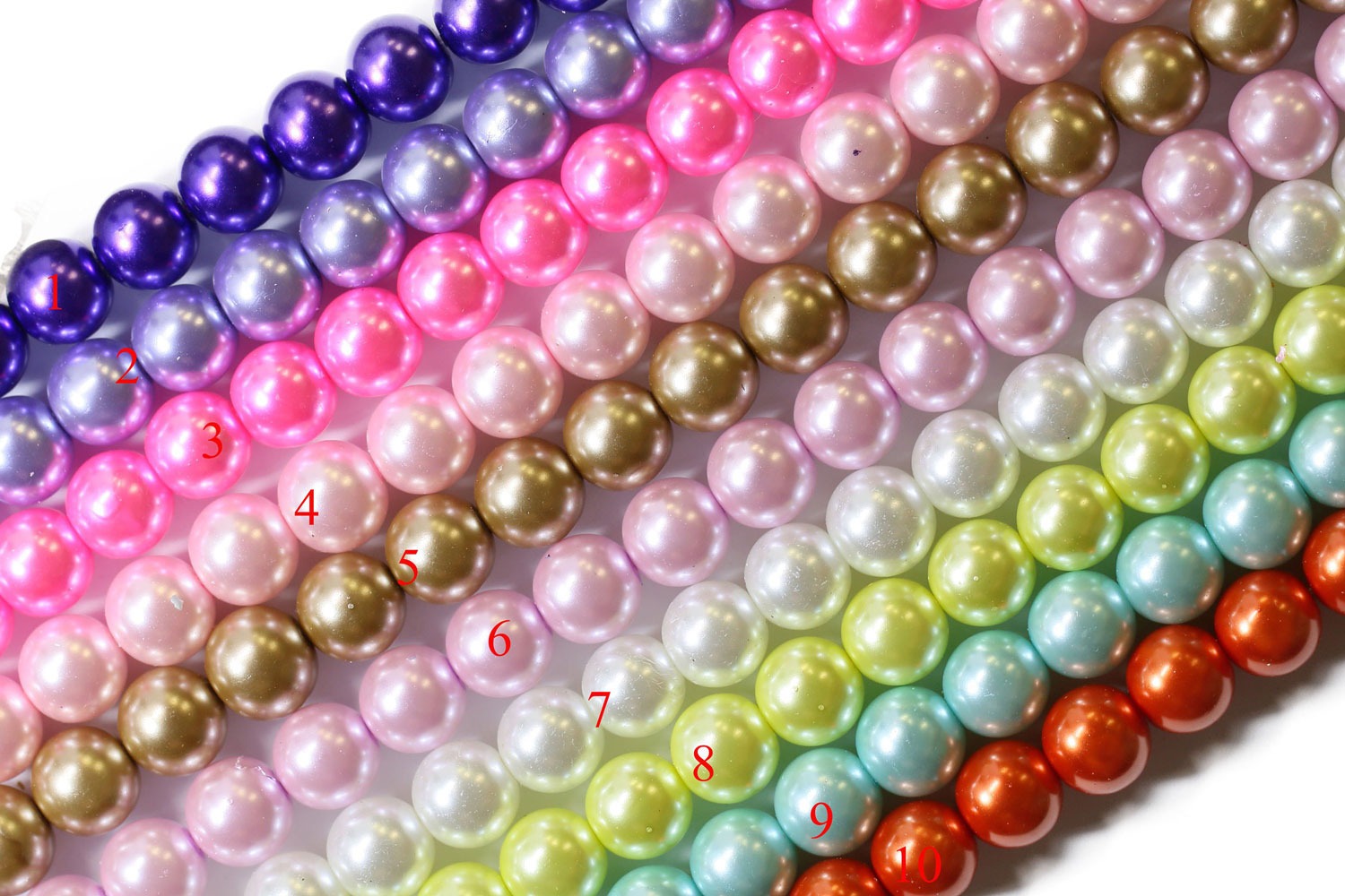 Lovely Bead 14mm Glass Pearl Round Bead Strand 16 Inches Long
