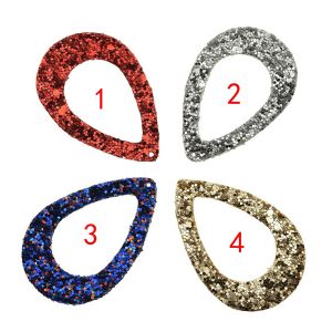 61x40mm Double Sided Faux Glitter Vegan Leather Teardrop Pendant