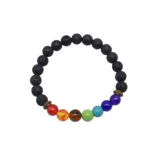 8mm Lava Rock Chakra Bracelet, Essential Oil Diffuser, Healing Bracelet, Yoga Bracelet, Boho Bracelet, Gemstone Bracelet (7.5 Inches)