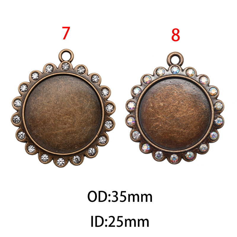 25mm Round Rhinestone Bezel Charm Pendant, Blank Base Bezel(A42115) - Image 4