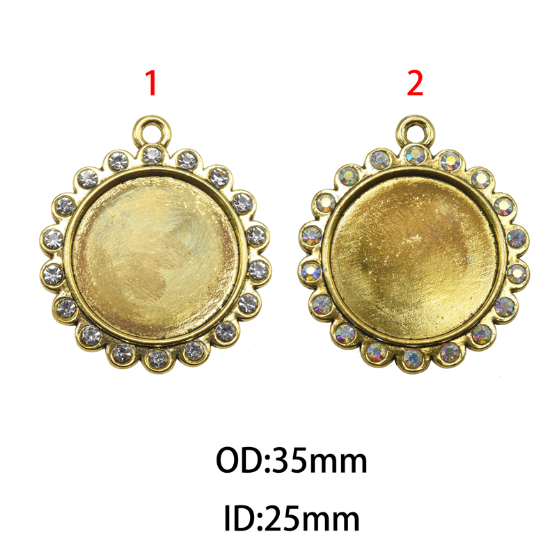 25mm Round Rhinestone Bezel Charm Pendant, Blank Base Bezel(A42115)