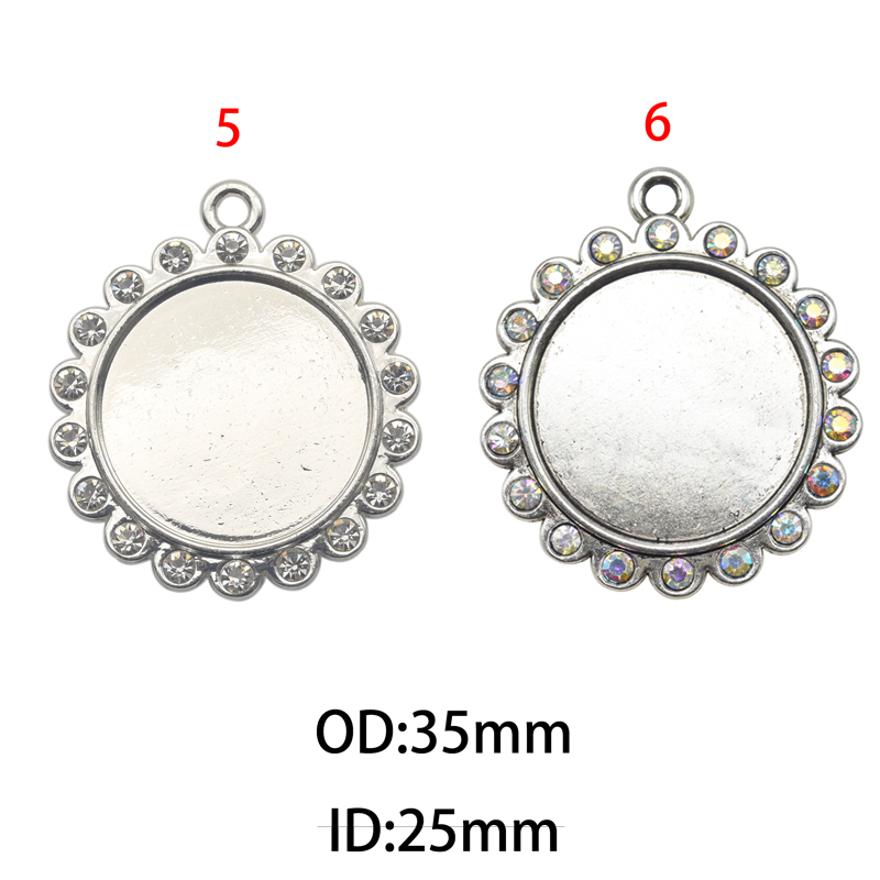 25mm Round Rhinestone Bezel Charm Pendant, Blank Base Bezel(A42115) - Image 3