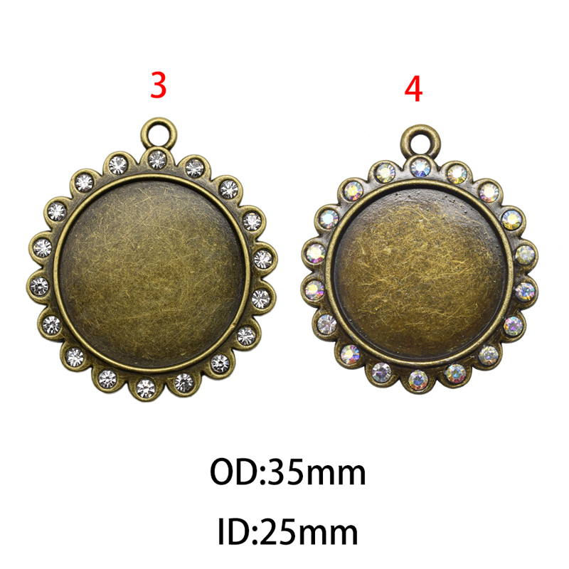 25mm Round Rhinestone Bezel Charm Pendant, Blank Base Bezel(A42115) - Image 2