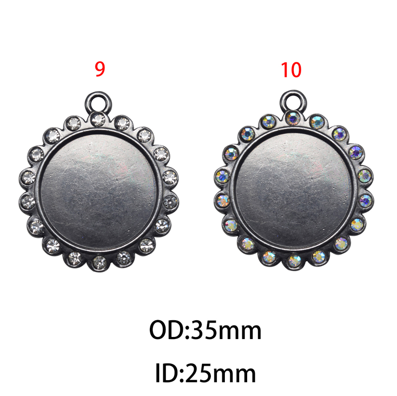 25mm Round Rhinestone Bezel Charm Pendant, Blank Base Bezel(A42115) - Image 5