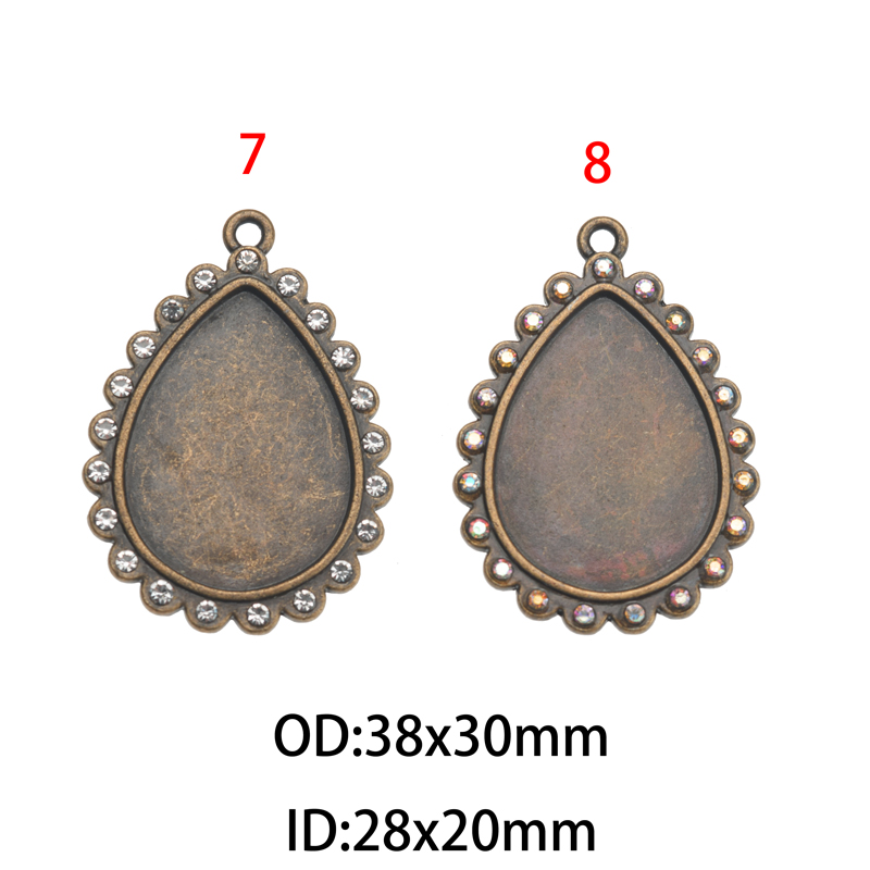 28x20mm Teardrop Rhinestone Bezel Charm Pendant , Blank Base Bezel(A43171) - Image 2