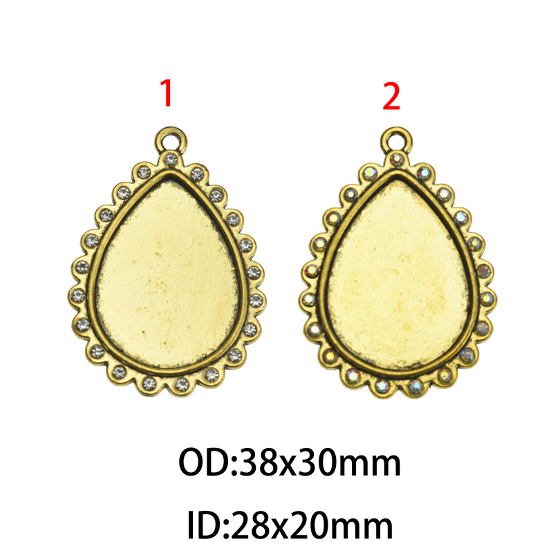 28x20mm Teardrop Rhinestone Bezel Charm Pendant , Blank Base Bezel(A43171)