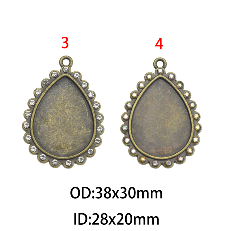 28x20mm Teardrop Rhinestone Bezel Charm Pendant , Blank Base Bezel(A43171) - Image 3