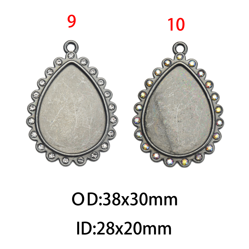28x20mm Teardrop Rhinestone Bezel Charm Pendant , Blank Base Bezel(A43171) - Image 5