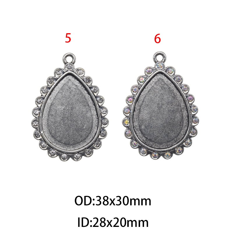 28x20mm Teardrop Rhinestone Bezel Charm Pendant , Blank Base Bezel(A43171) - Image 4