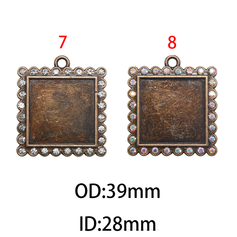 28mm Square Rhinestone Bezel Charm Pendant , Blank Base Bezel(A43340) - Image 4