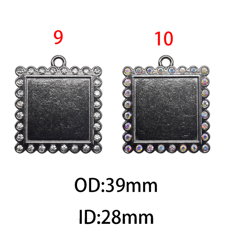 28mm Square Rhinestone Bezel Charm Pendant , Blank Base Bezel(A43340) - Image 5