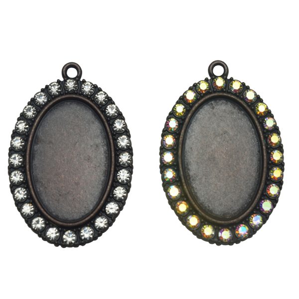 Outer diameter 41x31.5mm Inner diameter 31x21mm Oval Rhinestone Bezel Charm Pendant（A90145） - Image 4