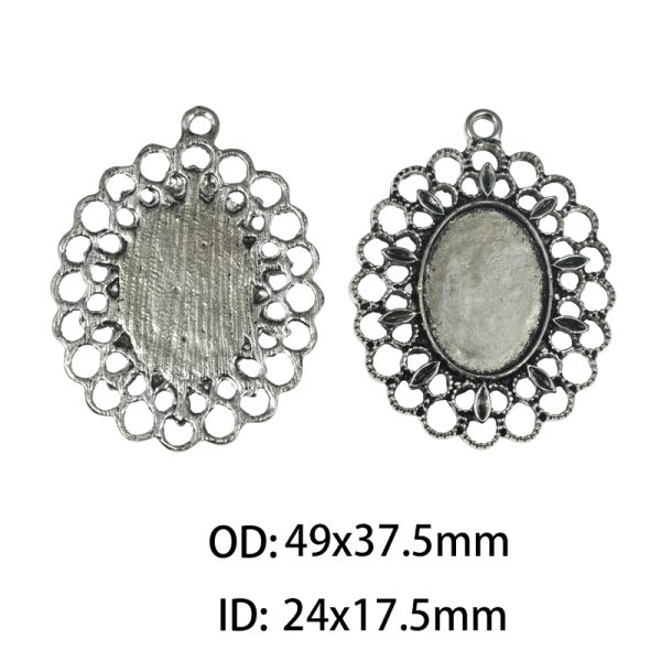 24x17.5mm Oval Lead Free Pewter Filler Charms B21857