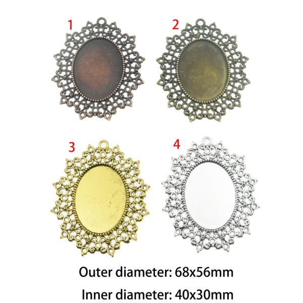 The outer diameter is 68x56mm and the inner diameter is 40x30mm Lead Free Pewter Filler Charms A40225