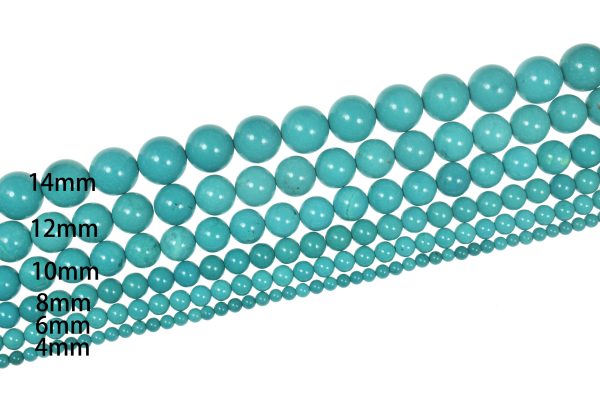 Hight Quality Green Smooth Round Magnesite Turquoise Bead Strand (15 Inches Long)