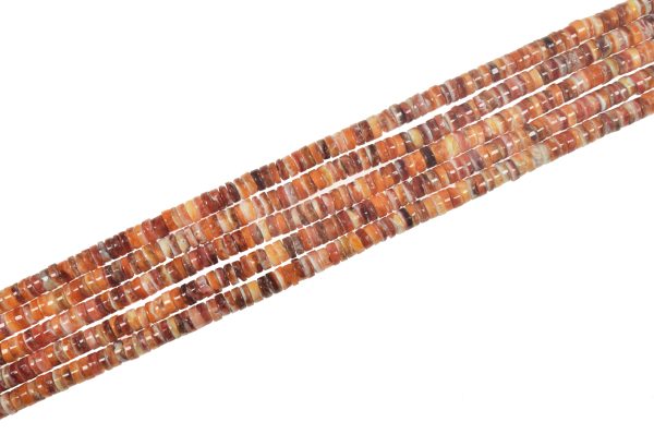 Heishi Rondelle Orange Shell Bead Strand (15 Inches Long)