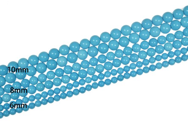 Hight Quality Blue Smooth Round Magnesite Turquoise Bead Strand (15 Inches Long)